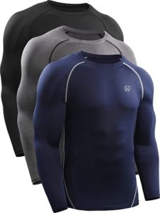 Neleus Men's 3 Pack Dry Fit Long Sleeve Running Shirts