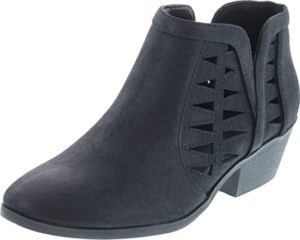 Women's Perforated Cut Out Stacked Block Heel Ankle Booties