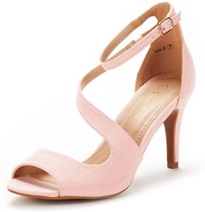 DREAM PAIRS Women's Pink Open Toe Pump Heel Sandals