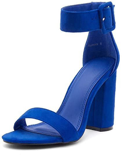 Herstyle Women's Blue Chunky Heel Sandal