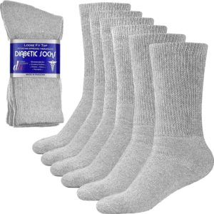 Diabetic Socks Mens Cotton Crew Grey