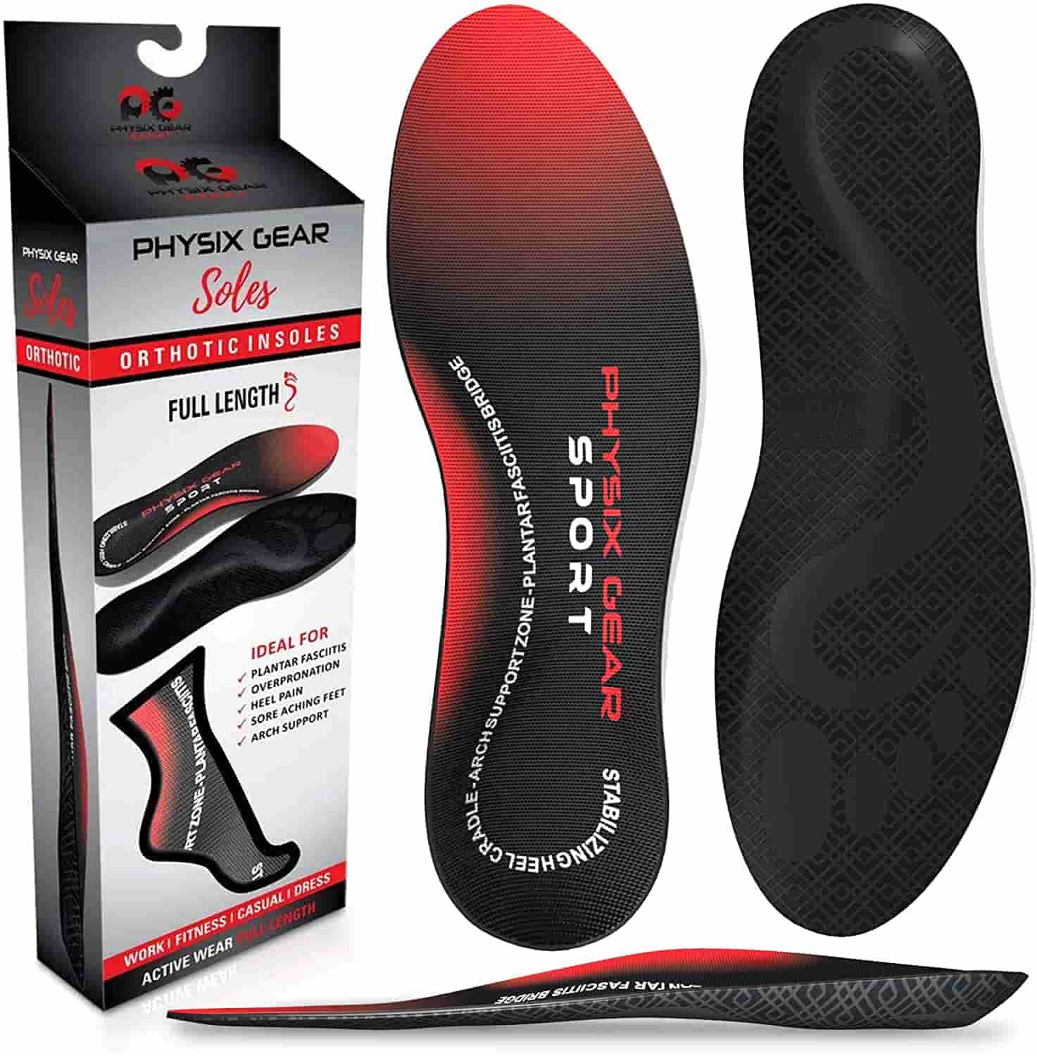Physix Gear Sport Orthotic Inserts with Arch Support Insole