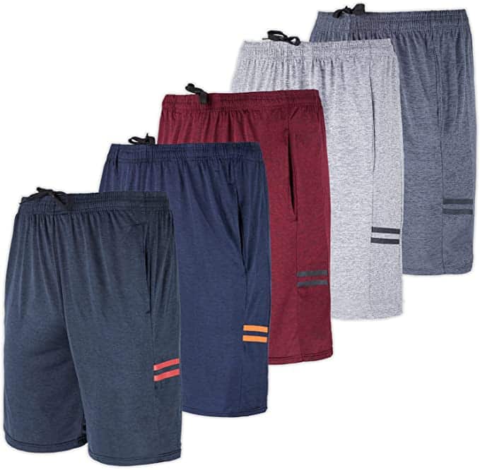 Five Pack Men's Athletic And Comfortable Shorts
