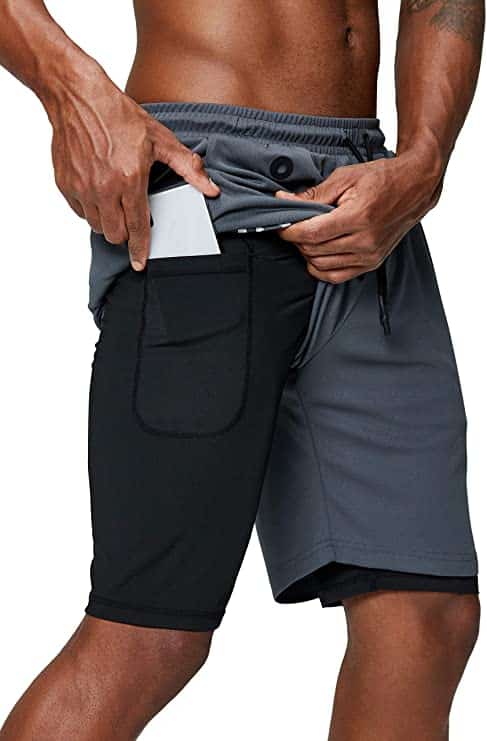 Pinkbomb Men's 2-In-1 Running And Workout Shorts