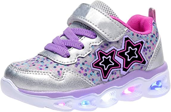 COODO Toddler Girls Sneakers Flashing Glitter Shoes