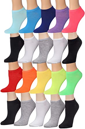 Tipi Toe Women's 20 Pairs Colorful Low Cut Show Socks