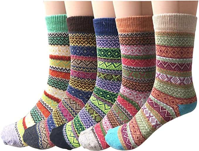 Justay 5 Pairs Winter Womens Wool Warm Socks
