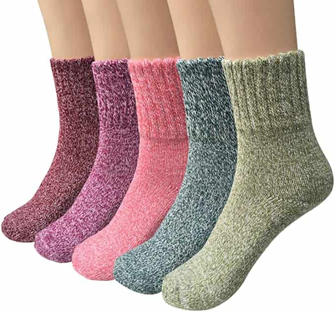 Loritta 5 Pairs Womens Wool Socks For Winter Warm