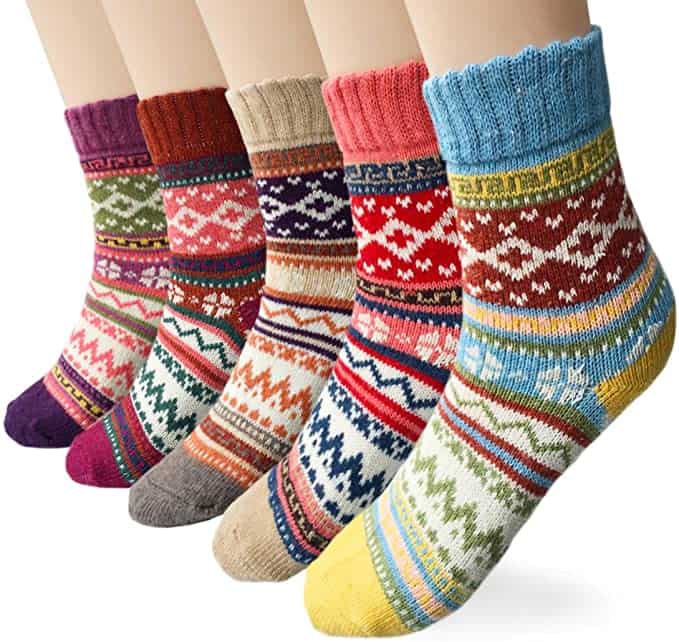 Loritta 5 Pairs Womens Wool Winter Socks