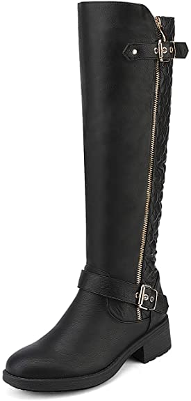DREAM PAIRS Women's Knee High Motorcycle Winter Boots