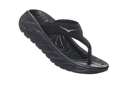 HOKA ONE ONE Women's Ora Recovery Flip Sandals Black/Dark Gull Gray 10 M US