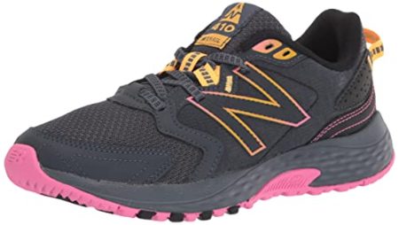 New Balance Women's 410 V7 Trail Running Shoe, Grey/Pink/Orange, 9