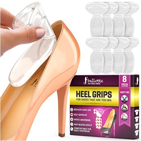 8 Extra Soft Heel Grips for Womens Shoes [Heel Blister Prevention] Gel Heel Cushion Inserts for Women Shoes, Self-Adhesive and Shock Absorbing Pads, Add Extra Volume for Loose Shoes