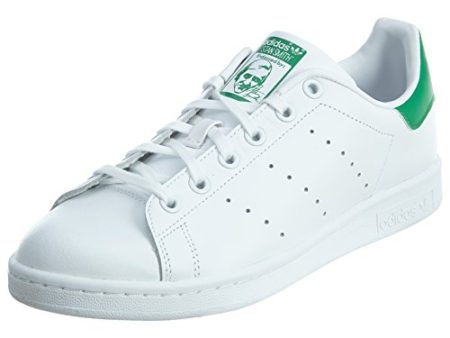 adidas boys Stan Smith Sneaker, White/White/Green, 4 Big Kid US