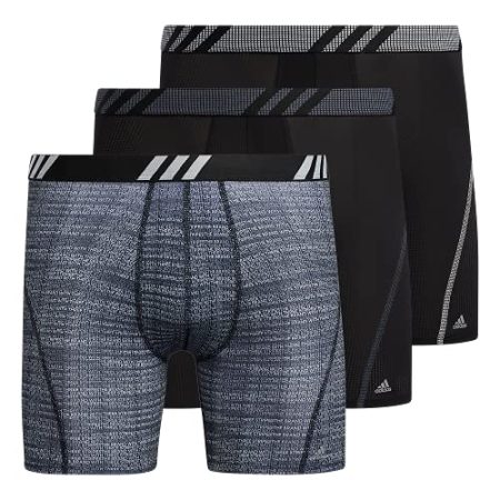 adidas Men's Sport Performance Mesh Boxer Brief Underwear (3-Pack), Illum Black/Onix Grey/Clear Grey, Small