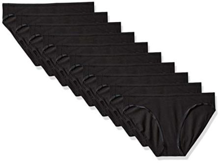 Amazon Essentials Women's Cotton Bikini Brief Underwear, Pack of 10, Black, X-Small