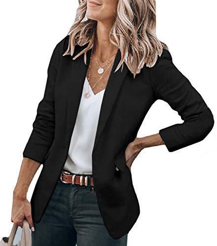Cicy Bell Womens Casual Blazers Open Front Long Sleeve Work Office Jackets Blazer (Black, X-Small)