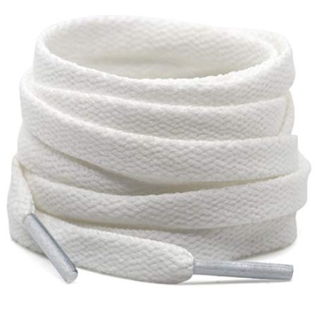 DELELE 2 Pair 23.62"Flat Shoe laces 5/16" Wide Shoelaces for Athletic Running Sneakers Shoes Boot Strings White