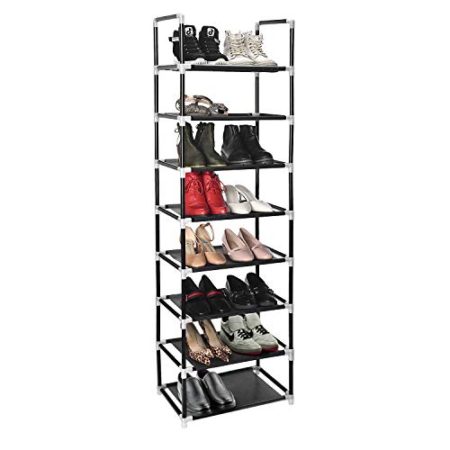 ERONE Shoe Rack Organizer 8 Tiers, Stackable and Durable Shoe Shelf Storage 16 Pairs Metal Shoe Tower Space Saving 18" x 11.9" x 57.7"