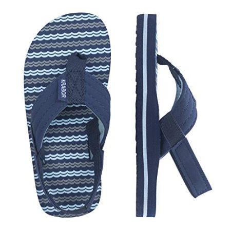 FITORY Kids Flip Flops Boys Sandals Slides with Back Strap for Beach Navy Blue Size 13-1