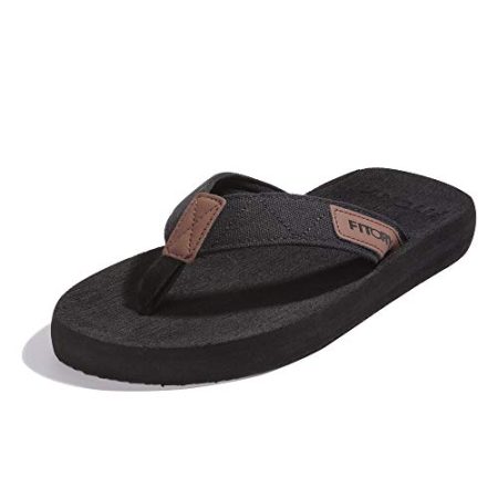 FITORY Men's Flip-Flops, Thongs Sandals Comfort Slippers for Beach Black Size 11
