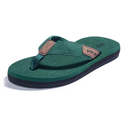 FITORY Men's Flip-Flops, Thongs Sandals Comfort Slippers for Beach Green Size 11