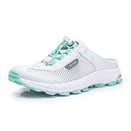 FITORY Men's Women's Slip on Sneakers Sandals, Garden Clogs Casual Slipper Indoor Outdoor Slides Unisex Turquoise/White