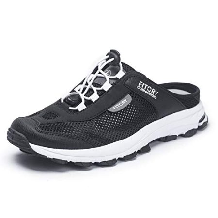 FITORY Men's Women's Slip on Sneakers Sandals, Garden Clogs Casual Slipper Indoor Outdoor Slides Unisex Black/White