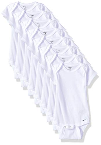 Gerber unisex baby 8-pack Short Sleeve Onesies Bodysuits and Toddler T Shirt Set, Solid White, Preemie US