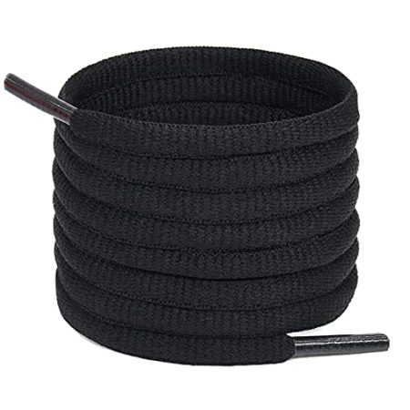 Handshop Half Round Shoelaces 1/4" - Oval Shoe Laces Replacements For Sneakers and Athletic Shoes Sports Black 24 inch (60cm)