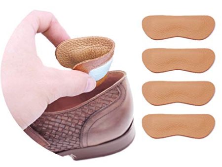 Leather Heel Grips Liner Cushion Inserts for Shoes Too Big,Shoe Pads for Shoes Too Big, Improved Shoe Fit and Comfort,2 Pairs 0.2 inch Thick (Khaki)