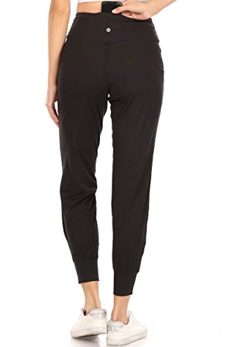 Leggings Depot Women's ActiveFlex Slim-fit Jogger Pants with Pockets-JYL19-BLACK-S