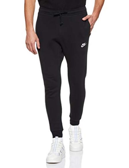 Men's Nike Sportswear Club Jogger Sweatpant, Fleece Joggers for Men with and Pockets, Black/White, L