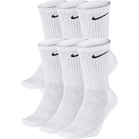 Nike Everyday Cushion Crew Socks, Unisex Nike Socks, White/Black, L (Pack of 6 Pairs of Socks)