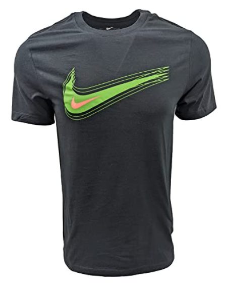 Nike Mens Sportswear Swoosh T-Shirts (Large, Black/Green/Neon)