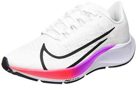 Nike Women's Race Running Shoe, White Flash Crimson Hyper Violet Spruce Aura Vapor Green Black, 8